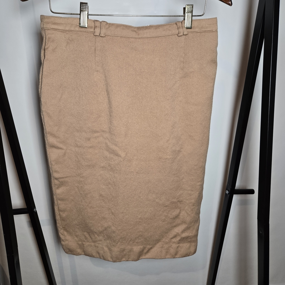 Vintage Classic 100% Wool Camel Tan Mid Pencil Skirt